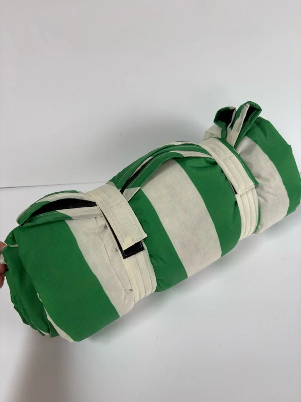 NWOT BAGGU Puffy Picnic Blanket-  Green Painted Stripe pattern